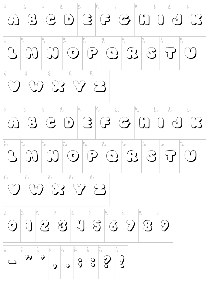JI Chubby / Chunky Caps font map